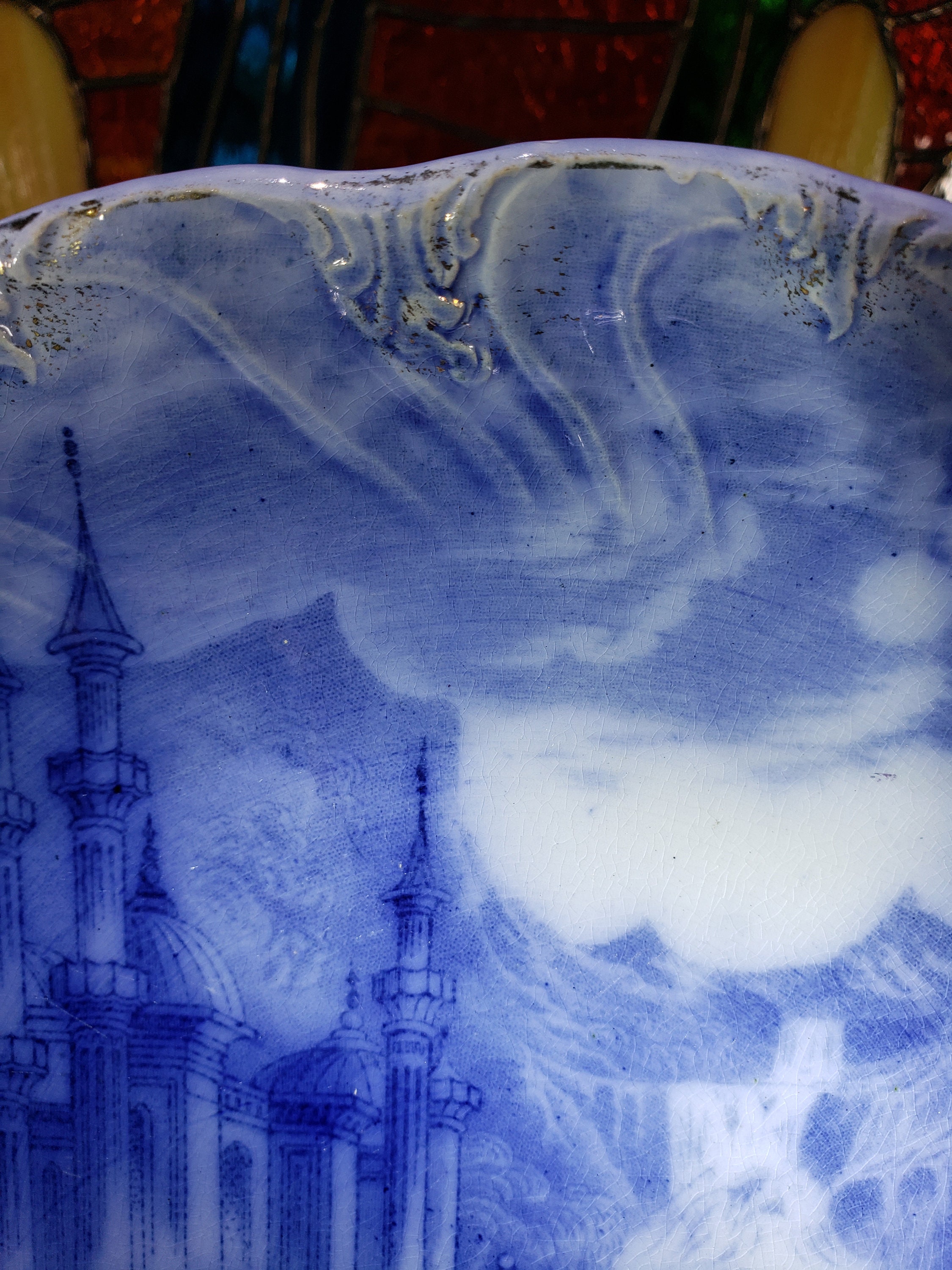 Antique Flow Blue Old Istanbul Dinner Plate - Antique