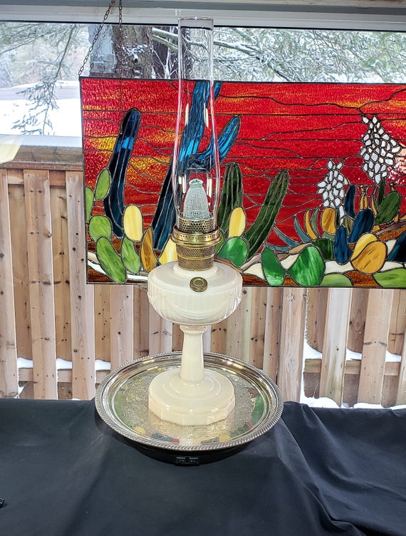 Vintage Uranium Custard Glass Aladdin Lincoln Drape Oil Lamp - Etsy