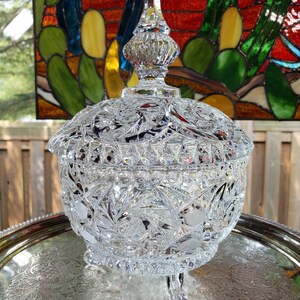 Lead Crystal Candy Bowl: Pinwheel Pattern, Footed Glass image 5