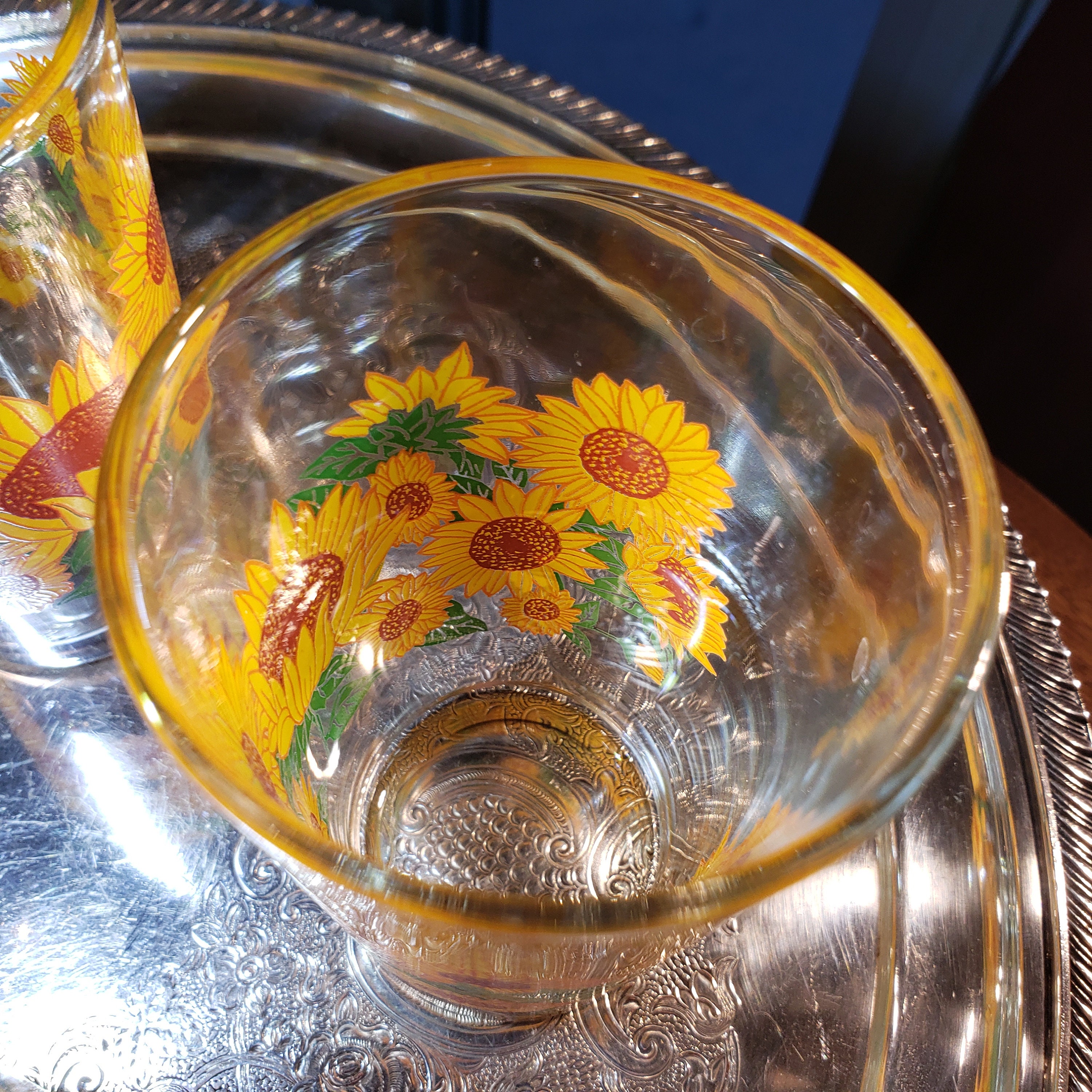 Bright & Orange Yellow Sunflower Juice Glasses Set of 4 Etsy