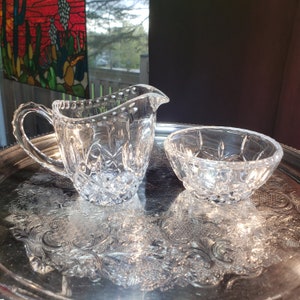 Vintage Clear Glass Cream and Sugar Bowl Set - Vintage Creamer, Vintage Sugar Bowl, Retro Decor