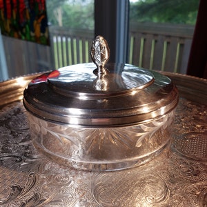 Tarro de tocador vintage de plata Stirling con remate en forma de piña, regalo para ella, regalo para mamá, decoración vintage, envío gratis