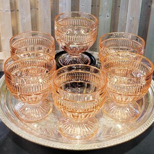 Vintage Anchor Hocking Pink Depression Glass Sherbet Cups - Group Of 6 - Annapolis Rosewater Glassware, 1990s Decor, Dessert Cups