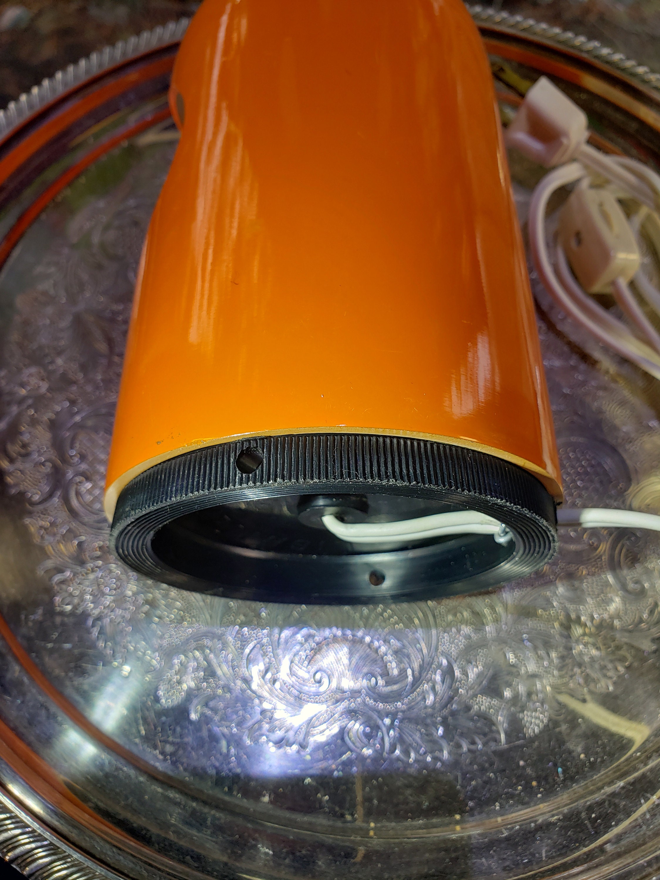 Vintage Lightolier Orange Eclipse Lamp: Alfredo Bianchi Space Age