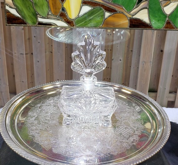 Large Crystal Perfume Bottle: Rectangular Decante… - image 1