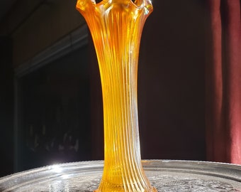 Orange Carnival Glass Flower Vase From Northwood Glass, Retro Decor, Depression Glass, Vintage Vase   >>> FREE SHIPPING <<<