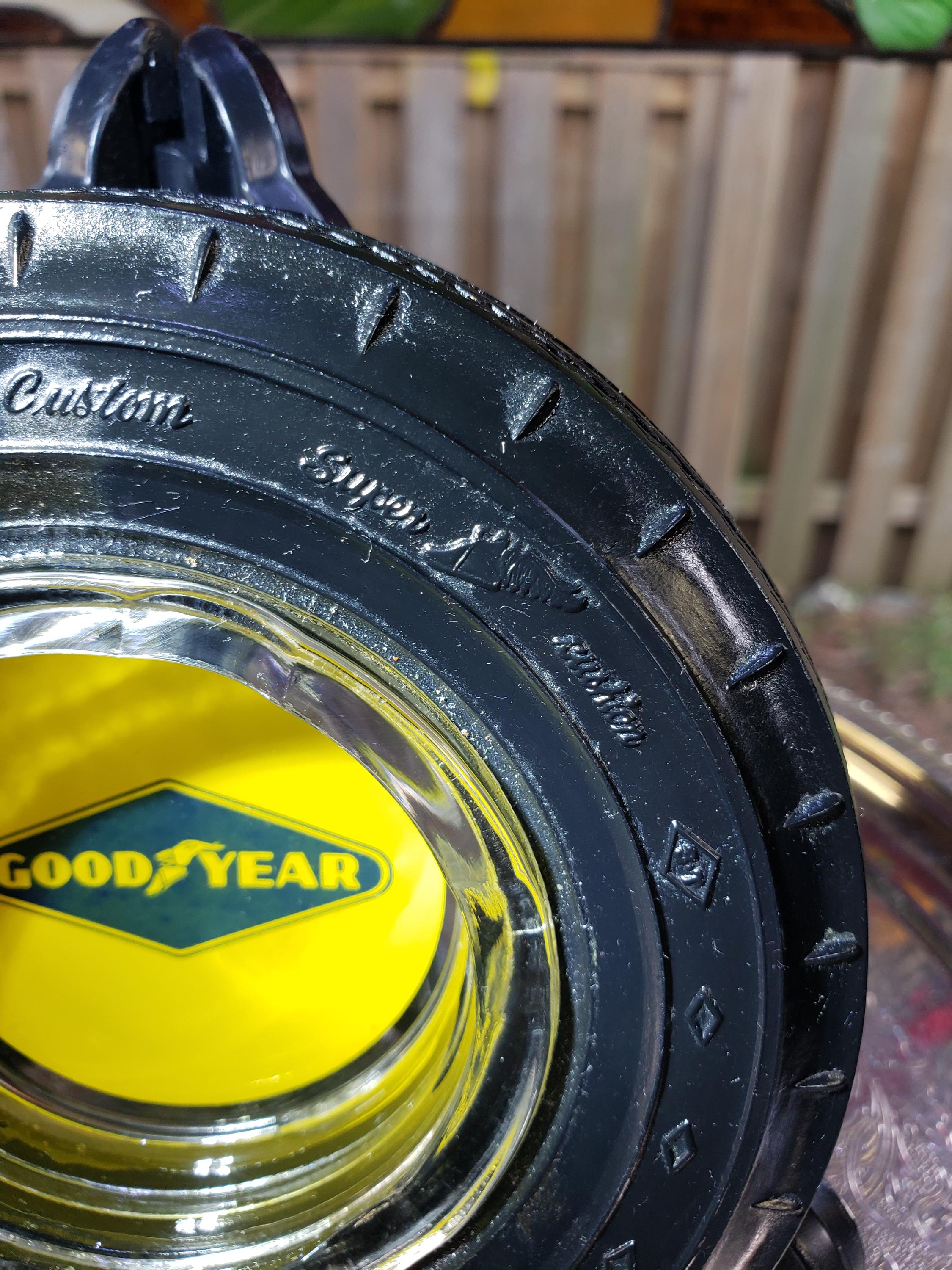Vintage Goodyear Tire Ashtray: 1950s Rubber & Glass Garage Decor