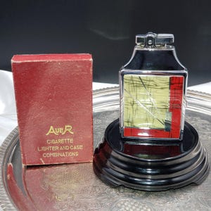 Vintage Art Deco Style Auer Cigarette Case Lighter - Made In Japan, Original Box, Gift For Him, Vintage Lighter, Free Shipping