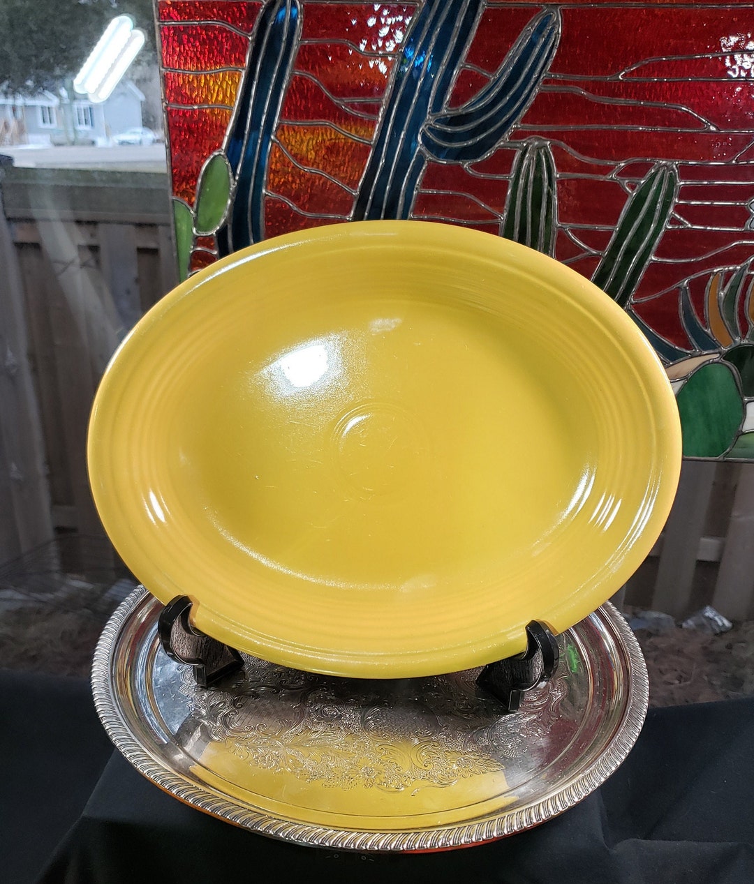 Vintage Fiesta Ware Platter Yellow Fiestaware Plate, Vintage Platter