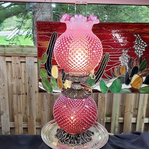 Fenton Glass Artist LOUISE PIPER! SPECTACULAR lamp from her personal  collection! 