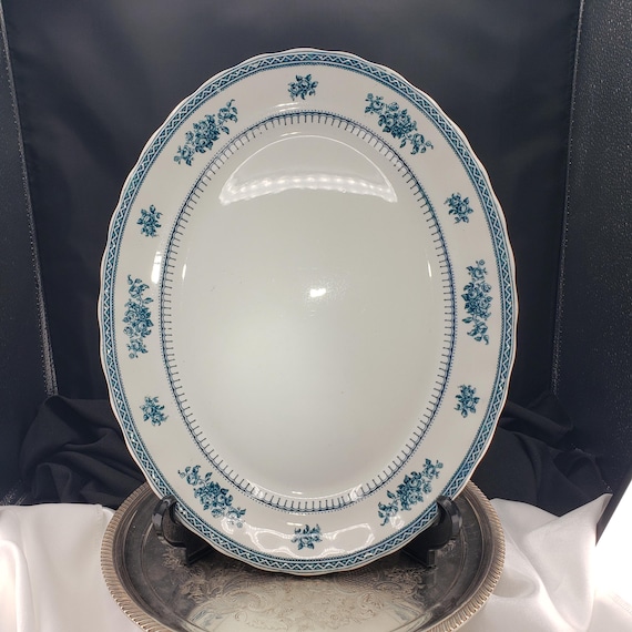 Vintage Keeling & Co Losol Ware Platter: Teal Shrewsbury