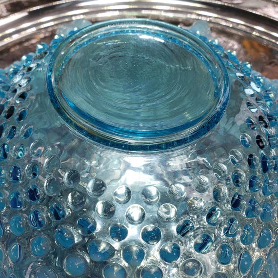 Vintage Fenton Blue Opalescent Hobnail Ruffle Bowl - 11 Inch - Etsy