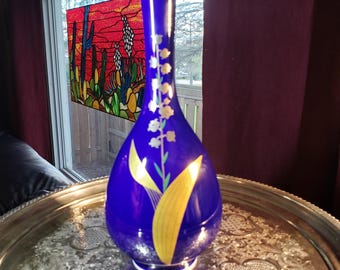 Japanese Bud Vase: Fukagawa Seiji Cobalt Blue - Porcelain