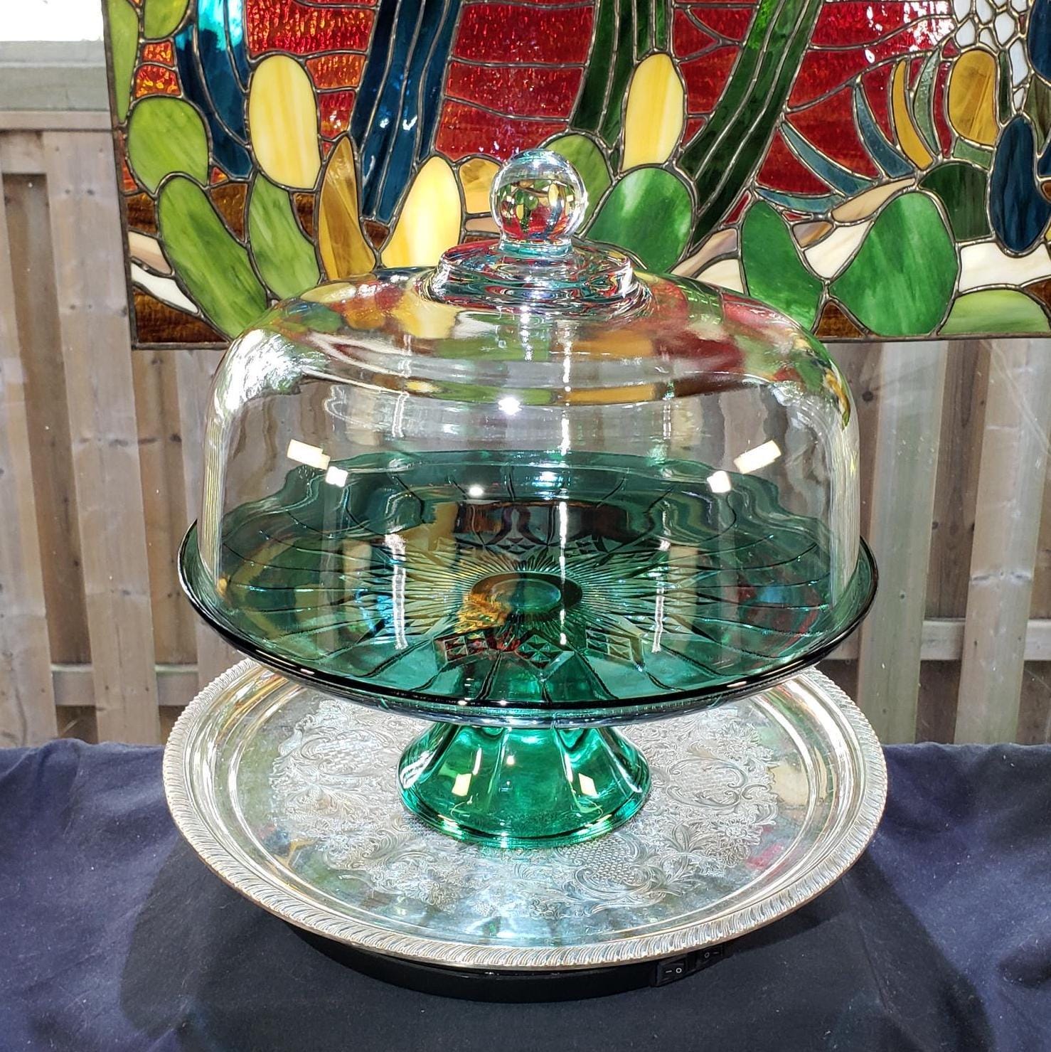 Vintage Anchor Hocking 2 Pc. Cake and Punch Set Emerald Green 12 in Cake Plate One Crystal 11 14 in Cake Dome Etsy
