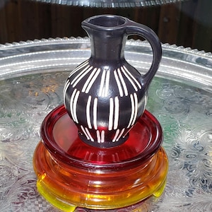 Vintage Reif and Piesche - Small Handled Ewer  Pitcher - Model 5/1 - Dark Brown & Beige Ceramic