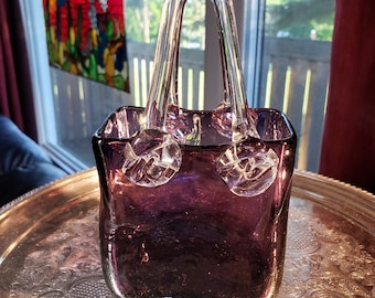 Murano Style - Purple Glass Handbag - Great Design                         >>> FREE SHIPPING <<<