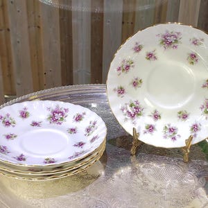 Vintage Royal Albert Sweet Violets 5 1/2 Inch Saucers - Set Of 4, English China, Vintage China, Violet Flowers, Bone China