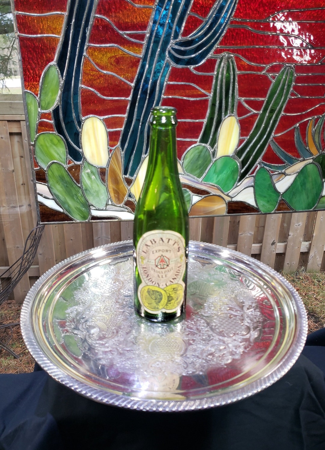 Vintage Labatt's Export India Pale Ale Green Paper Label Bottle Retro