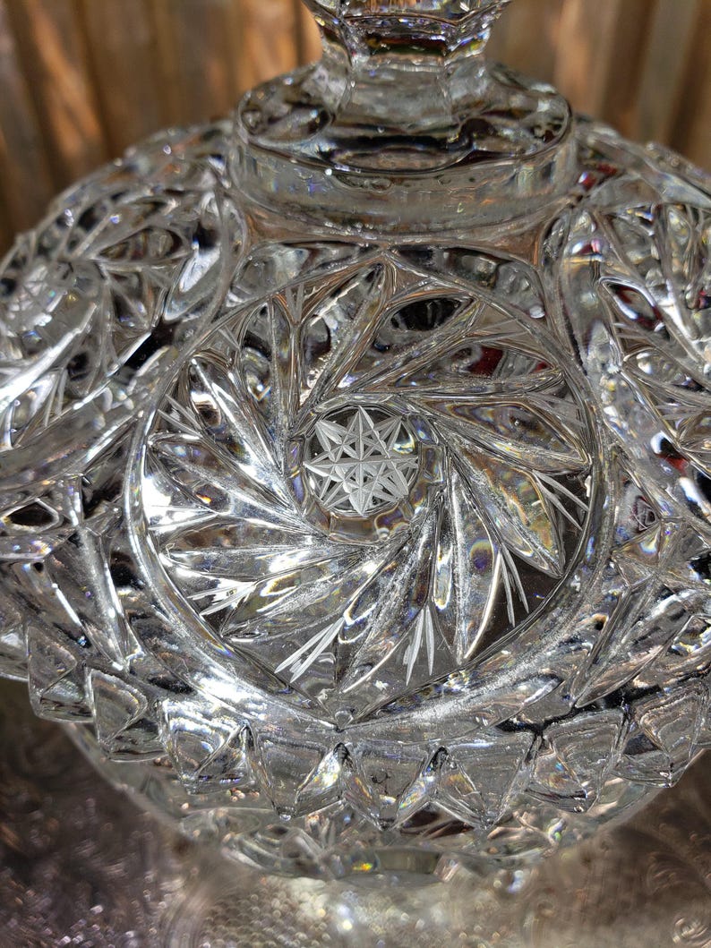 Lead Crystal Candy Bowl: Pinwheel Pattern, Footed Glass image 6