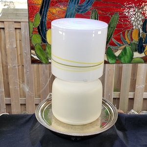 Rare Vintage 1990s Ikea Limbo Lamp - Poland Made, Yellow & Green Stripes, Original Glass Shade, 1990s Decor, Vintage Lamp, Cool Lamp