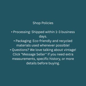 a set of guidelines for shop policies, including processing times, packaging practices, and customer communication preferences.