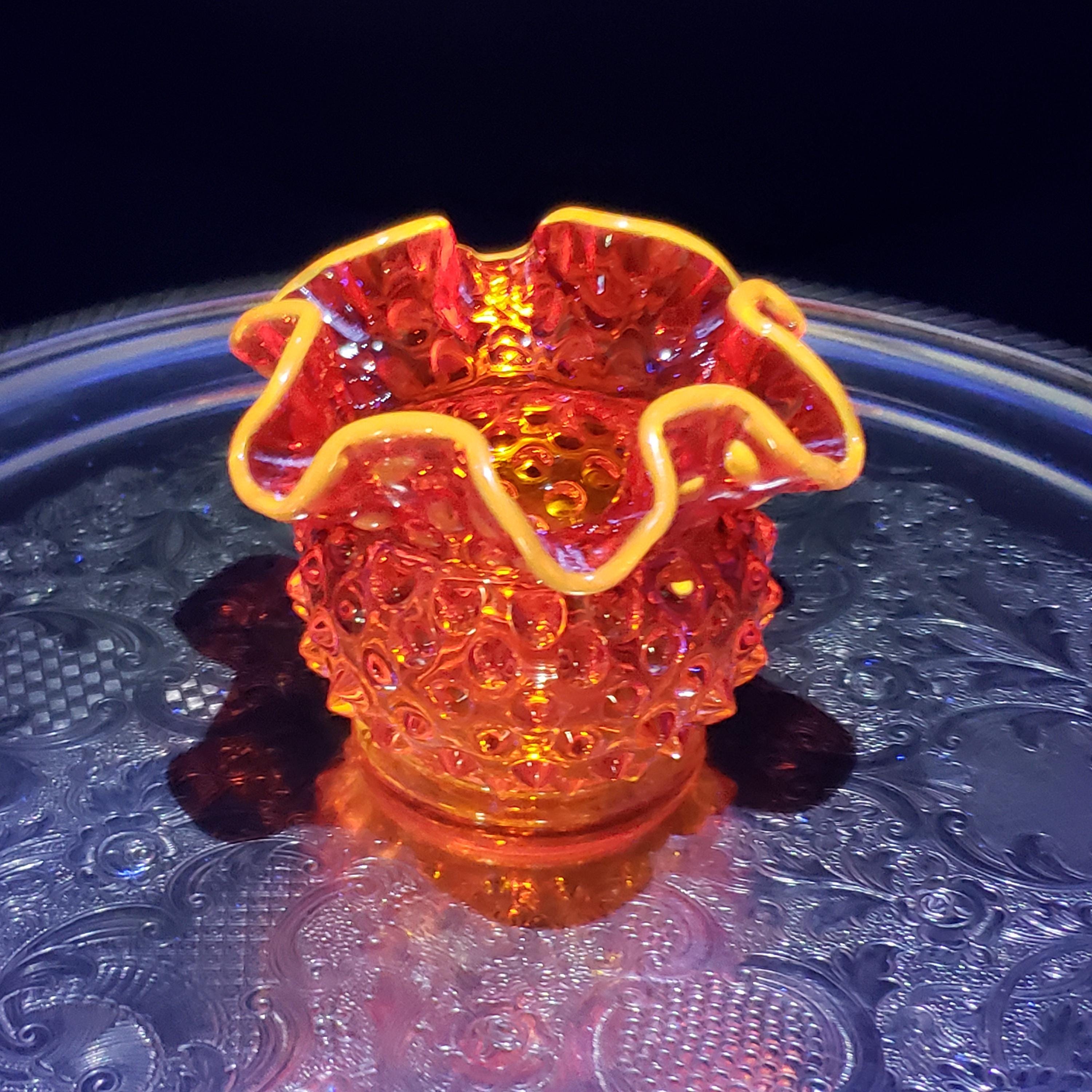 FENTON OLD サムプリント&アンベリーナカレーガラス フリルエッジ フェントン - アイミル USAヴィンテージ