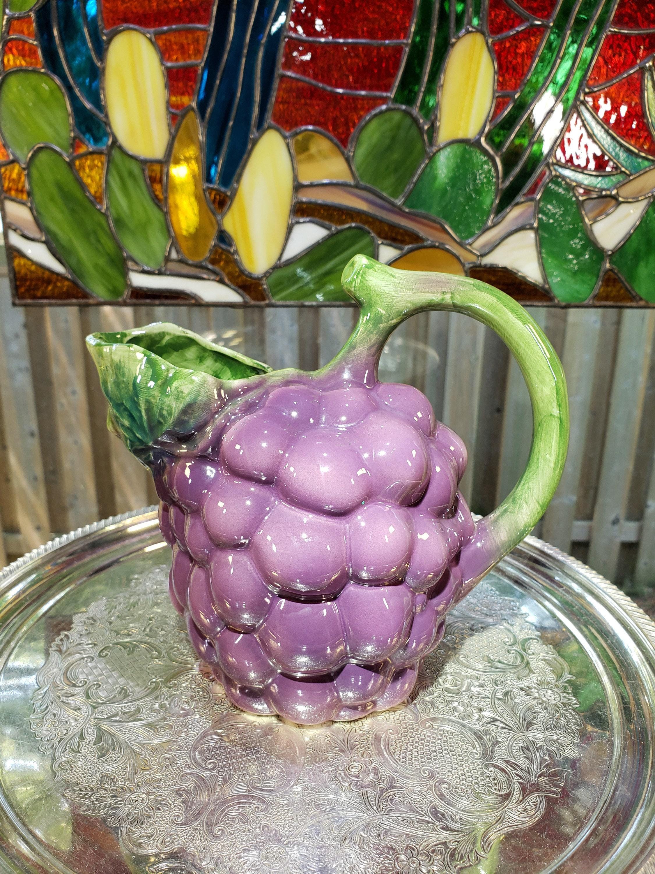 ぶどう置物　アンティーク　Antique Grape Figurine Vintage Hand-painted Grape Pitcher: Italian Ancora Ceramic - Etsy