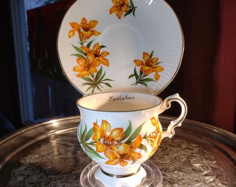 Elizabethan Fine Bone China - Provincial Flowers Teacup and Saucer - Saskatoon - Great Condition!