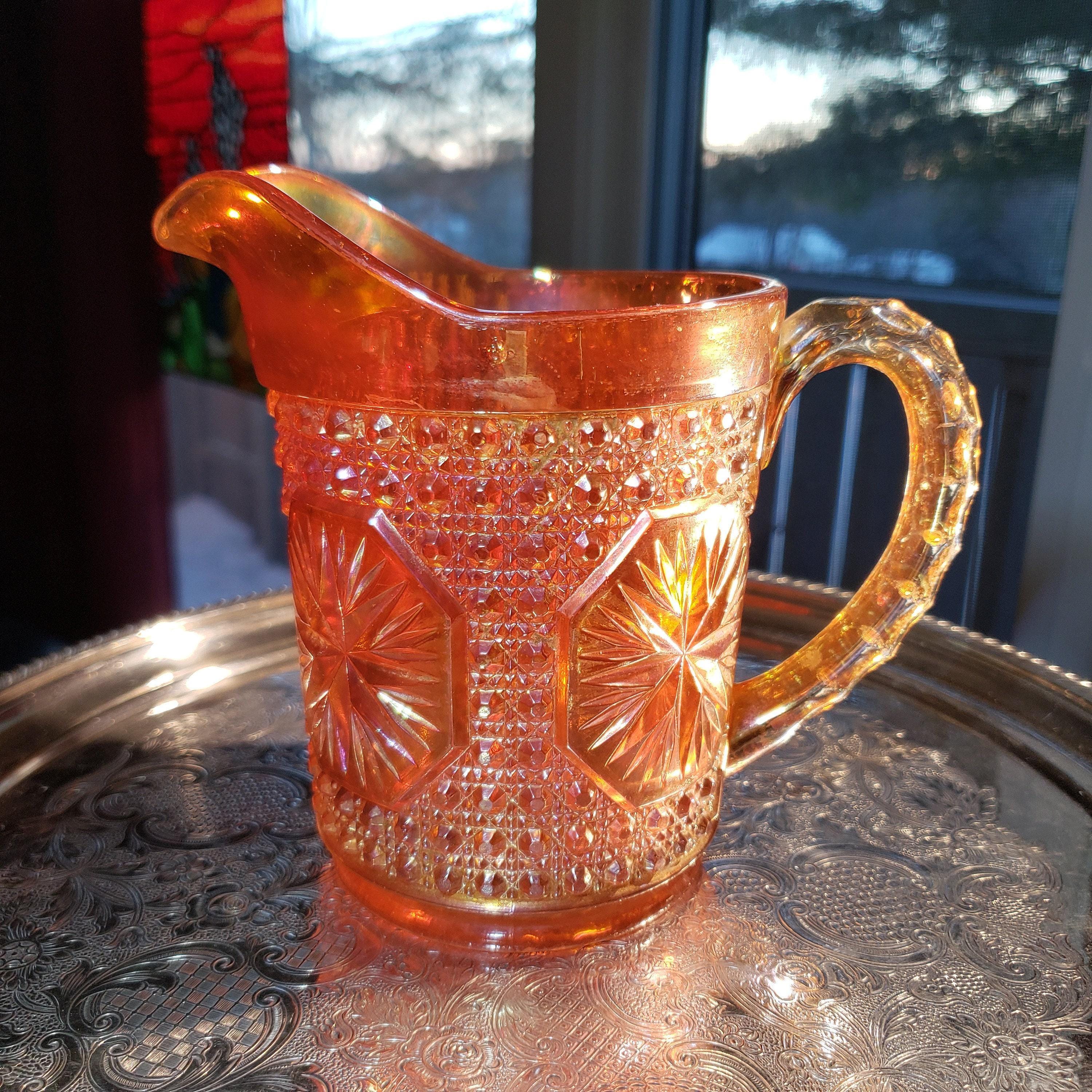 Carnival Glass Pitcher: Marigold Star Pattern, Mid Size - Etsy