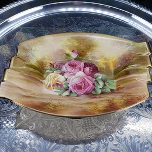 Vintage Royal Winton Art Deco Tray: Hand-Decorated Gilded Porcelain, Signed