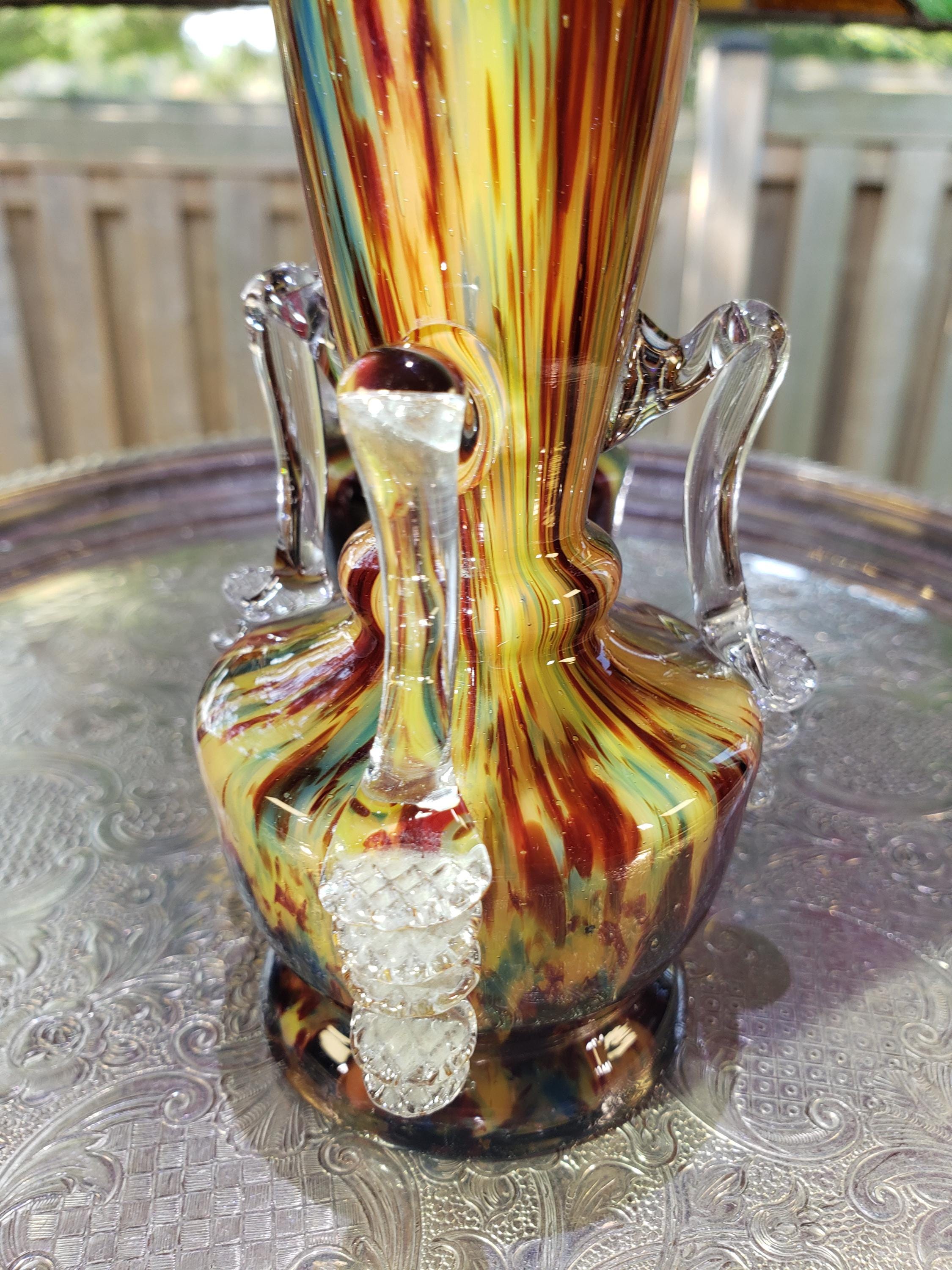 Antique Franz Welz Bohemian Splatter Glass Vases: 1890s Czech Decor - Etsy