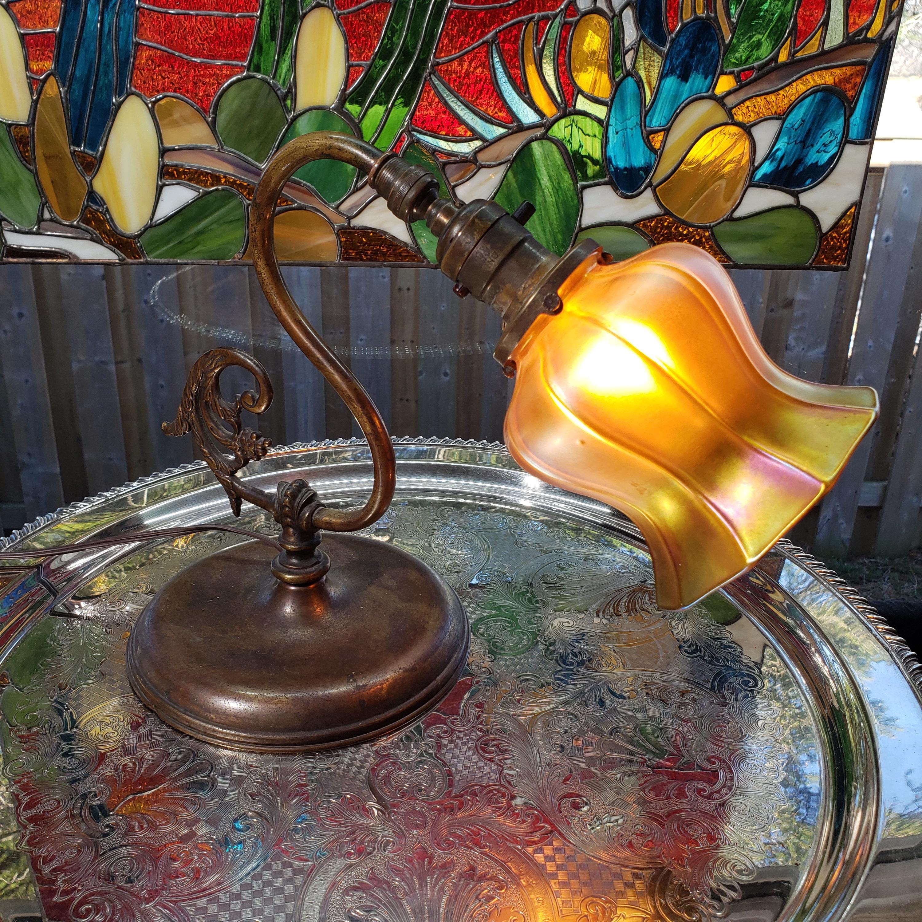 Antique Quezal Lamp: Iridescent Art Nouveau Shade, Ca 1915 - Etsy