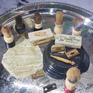 Vintage Gillette "New" Razor - Canadian Version With Box ! - New Old Stock - 203578 Plus Brushes and Parts, Fathers Day Gift, Free Shipping
