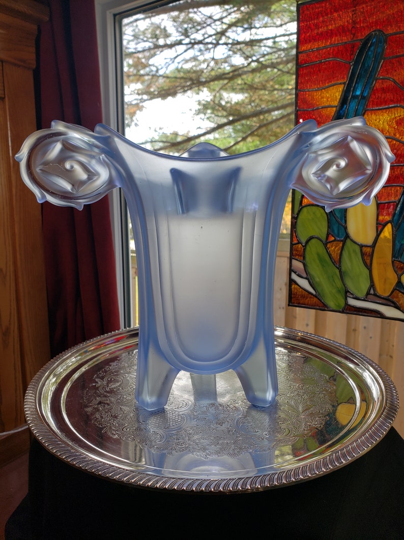 Ancien bougeoir WALTHER & SOHNE verre dépoli art déco femme nue 2