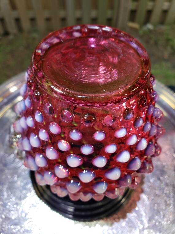 Vintage Fenton Syrup Pitcher: Cranberry Pink Opalescent Hobnail - Etsy
