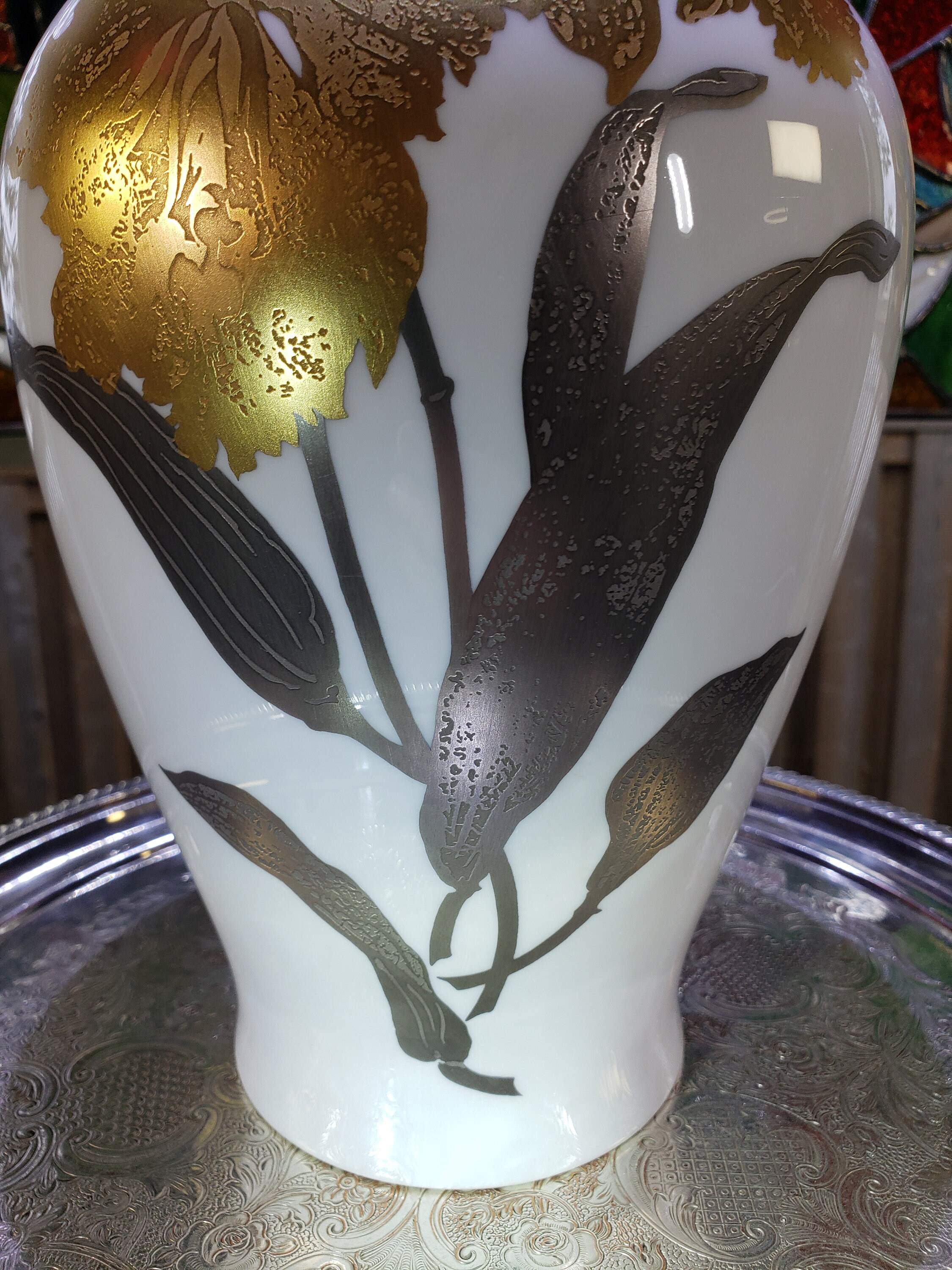 Okura 花瓶 36cm Noritake Okura Blue Rose Vase, 9