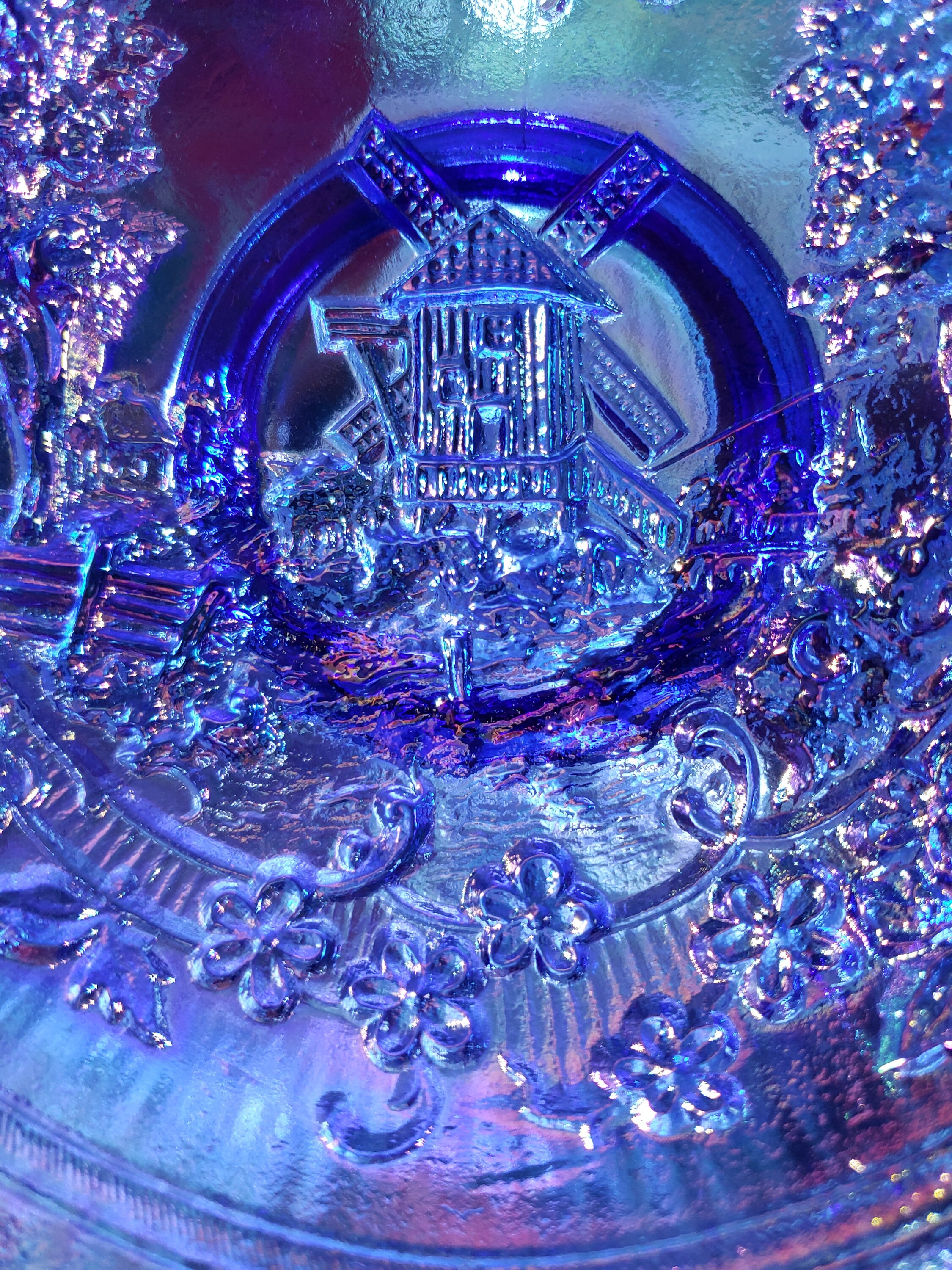 カーニバルガラス　風車　ウィンドミル　ボウル大1個　小6個　アンティーク カーニバルガラス 風車 ウィンドミル ボウル大1個 小6個