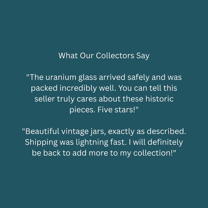 The image is a collage of two images. The first image shows a beautiful vintage jar, and the second image depicts a beautiful vintage jar. The text in the image describes the seller's appreciation for these historic pieces, stating that the seller truly cares about these pieces and that the seller will definitely be back to add more to the collection.