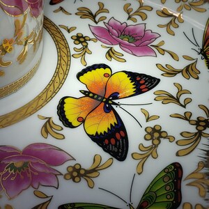 Porcelain Tea Cup and Saucer: Butterfly Motif (Allison LL) image 4