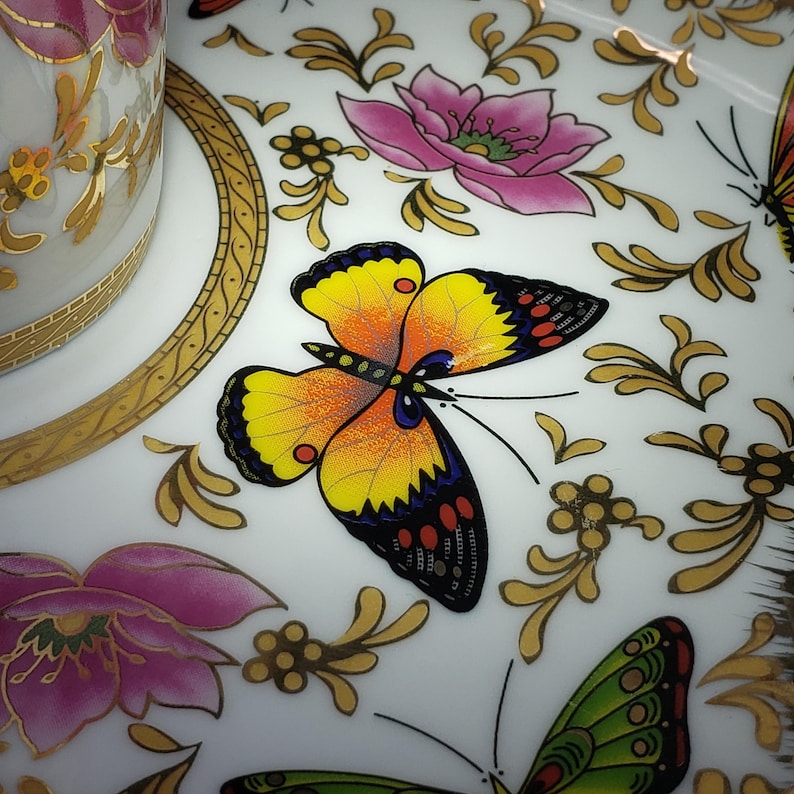 Porcelain Tea Cup and Saucer: Butterfly Motif (Allison LL) image 4