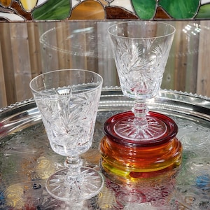 Vintage Crystal White Wine Glasses: Berlin Collection, Kusak Cut Glass Works