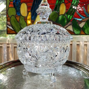Lead Crystal Candy Bowl: Pinwheel Pattern, Footed Glass image 4