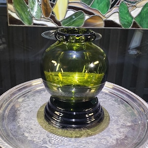 Vintage Ekenas Sweden Hand Blown Art Glass Vase - Deep Green Vase - Design by John Orwar Lake, 1950s Decor, Scandinavian Vase, Swedish Decor
