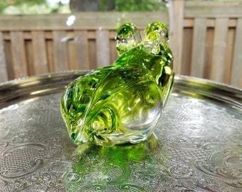 Figurine Grenouille En Cristal H&D - Décoration De Table, Porte-documents Ou Cadeau Symbolique (Vert)