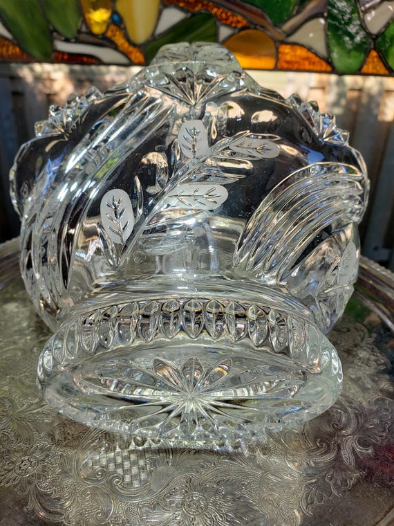 Vintage Irena Crystal Basket: Polish 1980s Decor With Ornate