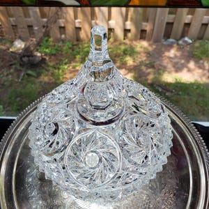 Lead Crystal Candy Bowl: Pinwheel Pattern, Footed Glass image 7