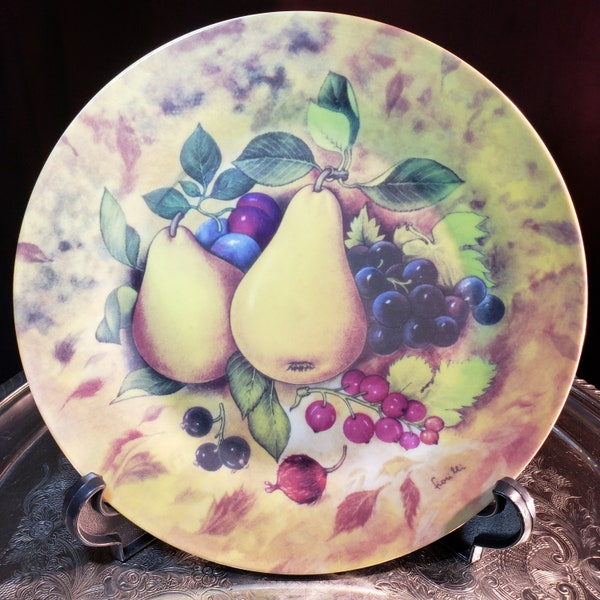 Vintage Fruit Motif Plate - Pears & Grapes - T. Limoges - Designed In France, Wall Hanger, Room Decor