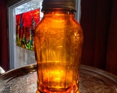 Vintage - Art Deco 18 Scalloped Panel Jar Amber - Awesome Shape