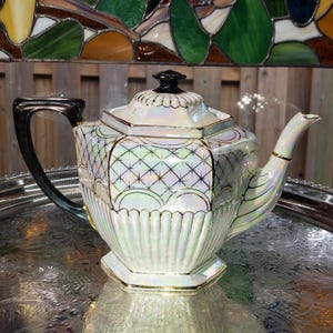 Tetera vintage - Tetera iridiscente art déco Gibsons Windsor Art Ware de la década de 1930, porcelana lustrosa, regalo para ella, envío gratis