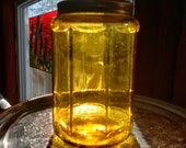 Vintage - quot Ten Sided Light Amber Cigar Jar quot - Amazing Honey Amber - Antique